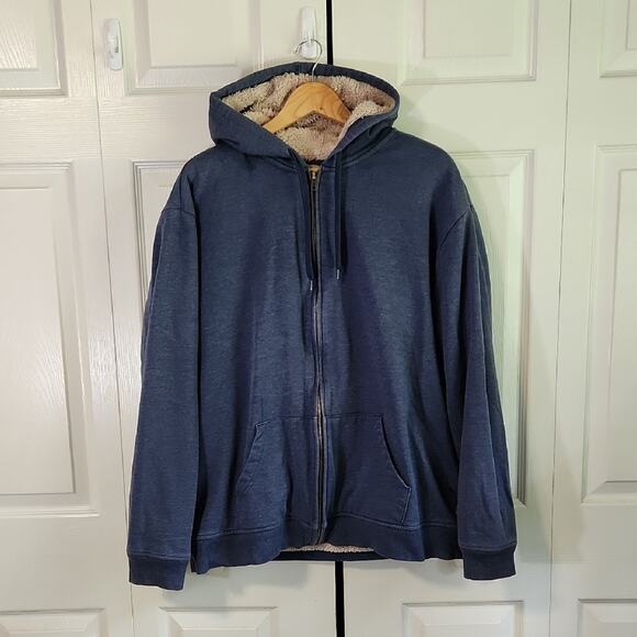 Levi's Mens Sherpa Lined Blue Hoodie Jacket Size XXL Full Zip Casual Workwear - Picture 1 of 10